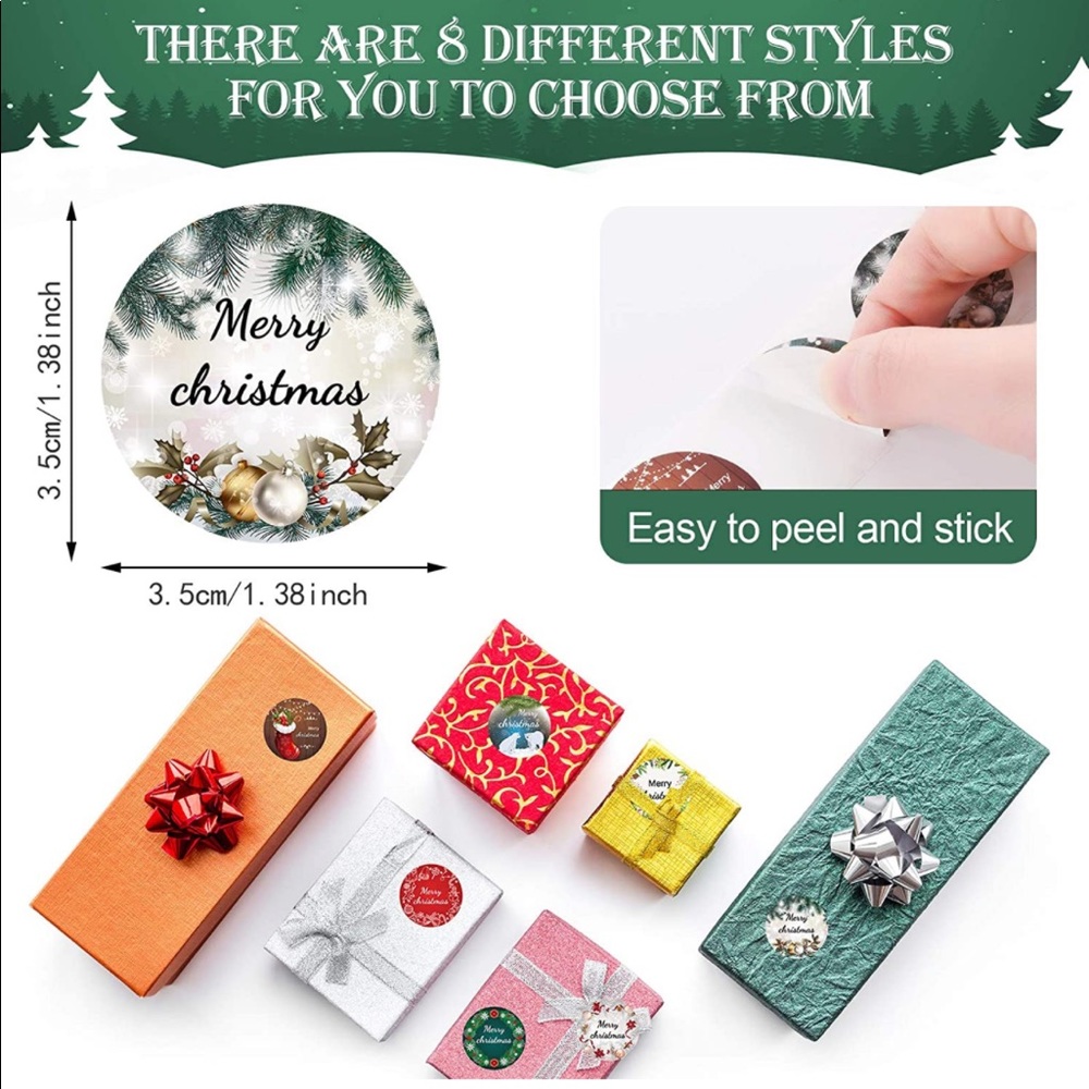 🆕🎅🏽 100 Christmas Label Stickers - Picture 2 of 7